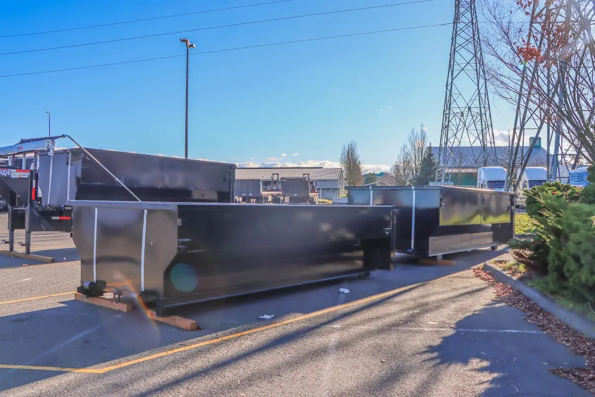 Roll-off dumpster ready for waste disposal at job site for Construction Dumpster Rental in Potomac Mills